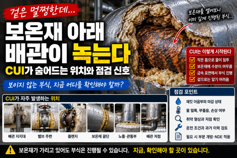멀쩡한 보온재 아래 배관이 녹는다: CUI가 숨어드는 위치와 점검 신호 7 corrosion-under-insulation-cui
