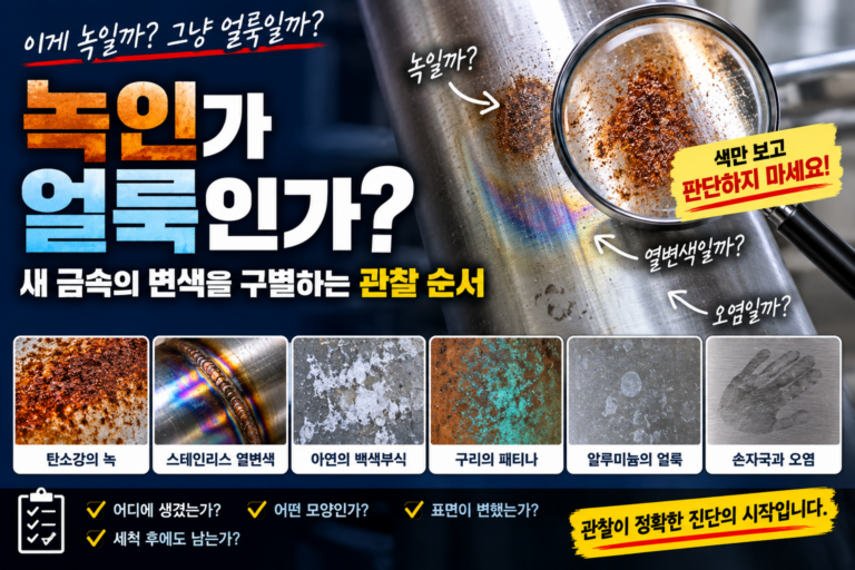녹인가 얼룩인가? 새 금속의 변색을 구별하는 관찰 순서 2 metal-discoloration-or-corrosion