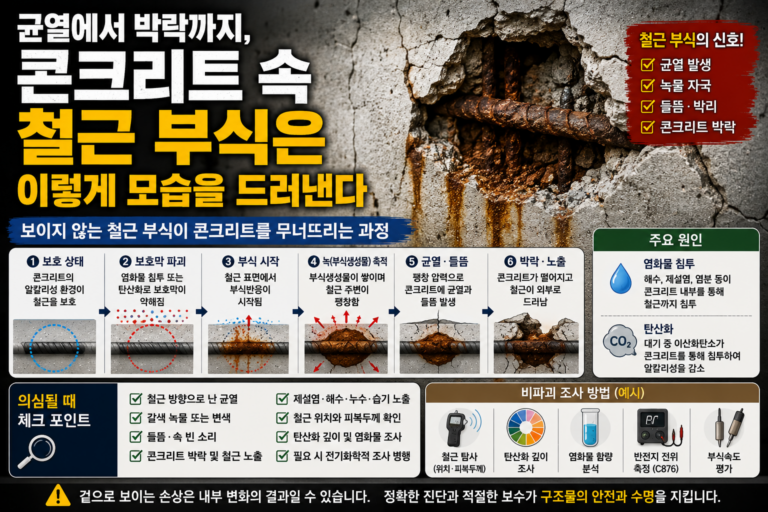 균열에서 박락까지, 콘크리트 속 철근 부식은 이렇게 모습을 드러낸다 5 reinforcing-steel-corrosion-concrete